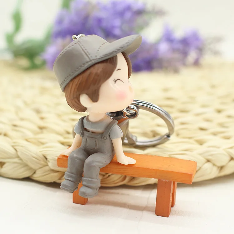 Lovely Cartoon Doll Couple Key Button Men and Women a pair of Car Hanging Bag Accessories Creative Gift Cute Keychain Boy Girl | Украшения