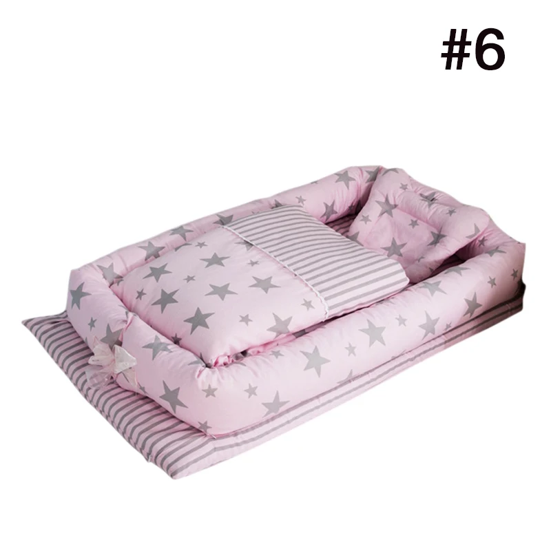 style 6 4 шт., детская кровать-гнездо, моющаяся, детские дорожные кровати, хлопок, портативная кроватка, мягкая детская кровать, бампер, матрас, подушка, одеяло, набор постельного белья для новорожденных - Цвет: style 6