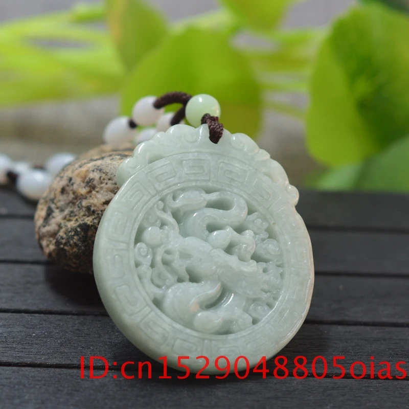 Резная Подвеска из натурального белого изумруда Нефритовый дракон