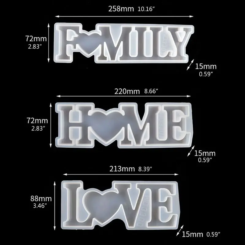 

Love Home Family Silicone Mold Love Resin Mold Love Sign Word Mold Epoxy Resin Molds for DIY Table Decoration Art Craft