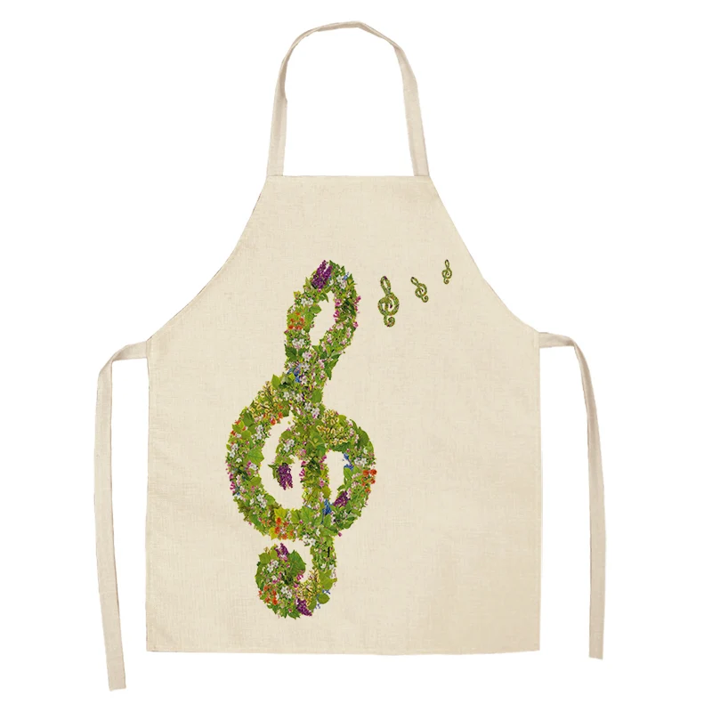 

Linen Apron Musical Note Pattern Kitchen Aprons for Woman and Man Dinner Party Cooking Cotton Linen Bibs Cleaning Tools