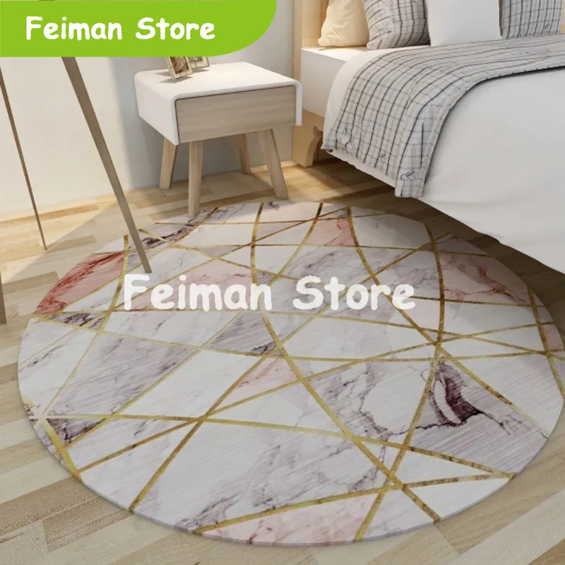 Скандинавский Мраморный Круглый ковер для гостиной компьютерный коврик стула