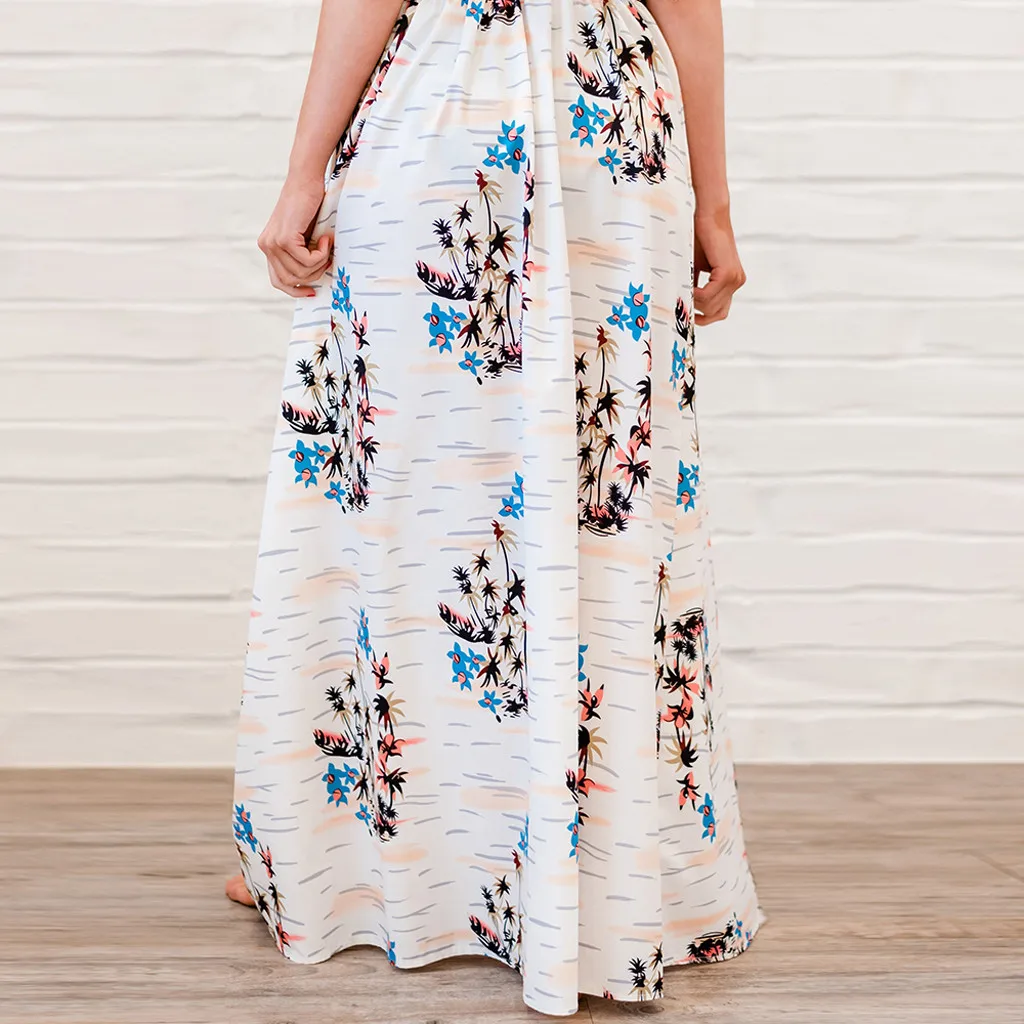 Женская длинная юбка с высокой талией богемная цветочным принтом винтажная