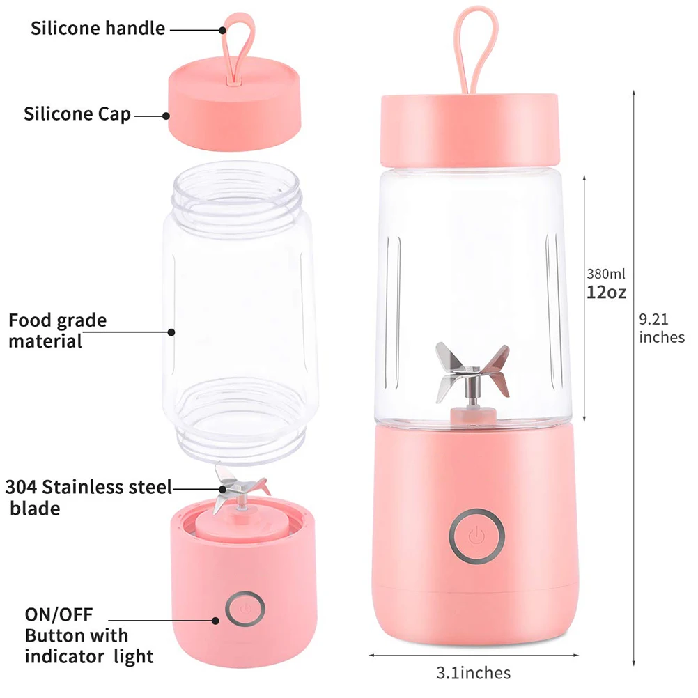 Portable Blender Personal Juicer With USB Rechargeable Cordless Mini Mixer Cup Fruit Vegetable Juice |