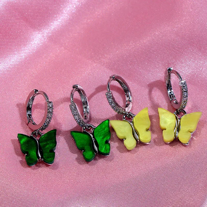 

Kasajewel 2Pair/Set Korean Cute CZ Butterfly Drop Earrings For Women Silver Color Earring Sets Friendship Jewelry With Gift Box