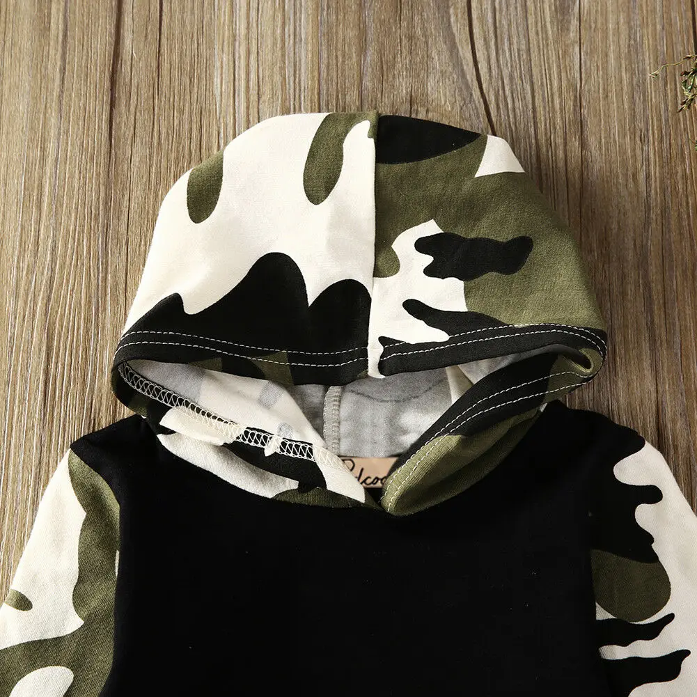 Spring Autumn Toddler Infant Clothes Baby Boys Camouflage Hoodie Tops Long Pants 2Pcs Baby Clothing Sets 0-3 Years