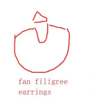 Женские серьги капельки в форме большого веера круглая