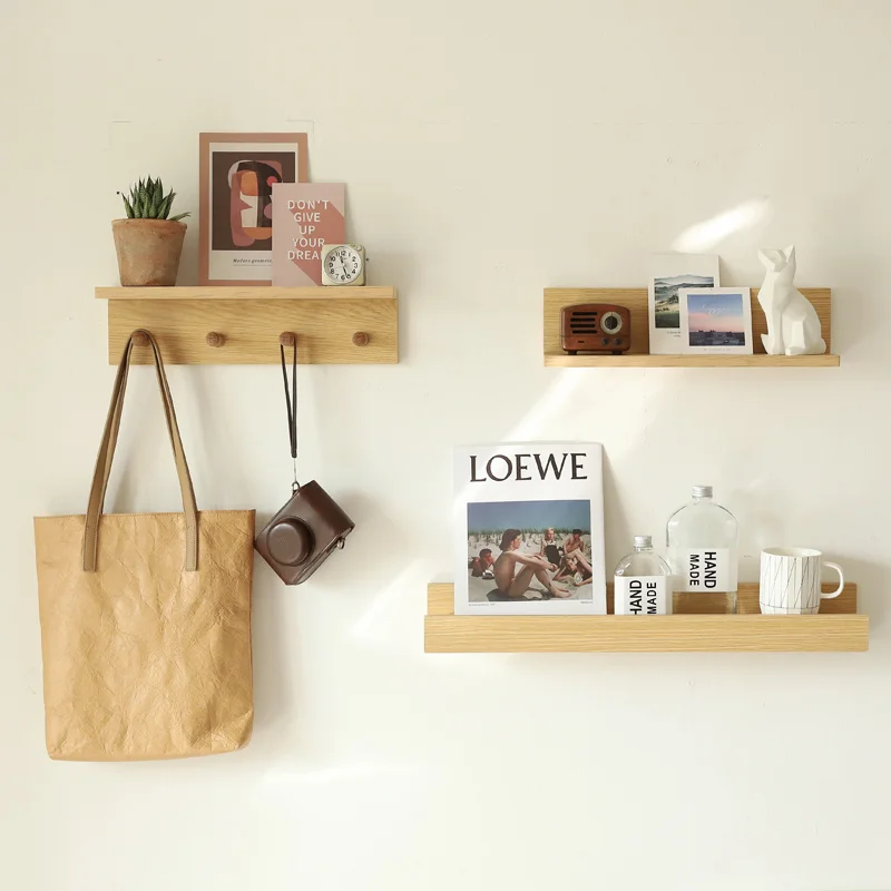 

Скандинавская полка для хранения из массива дерева для кухни, многофункциональный практичный органайзер для ванной комнаты, современная п...