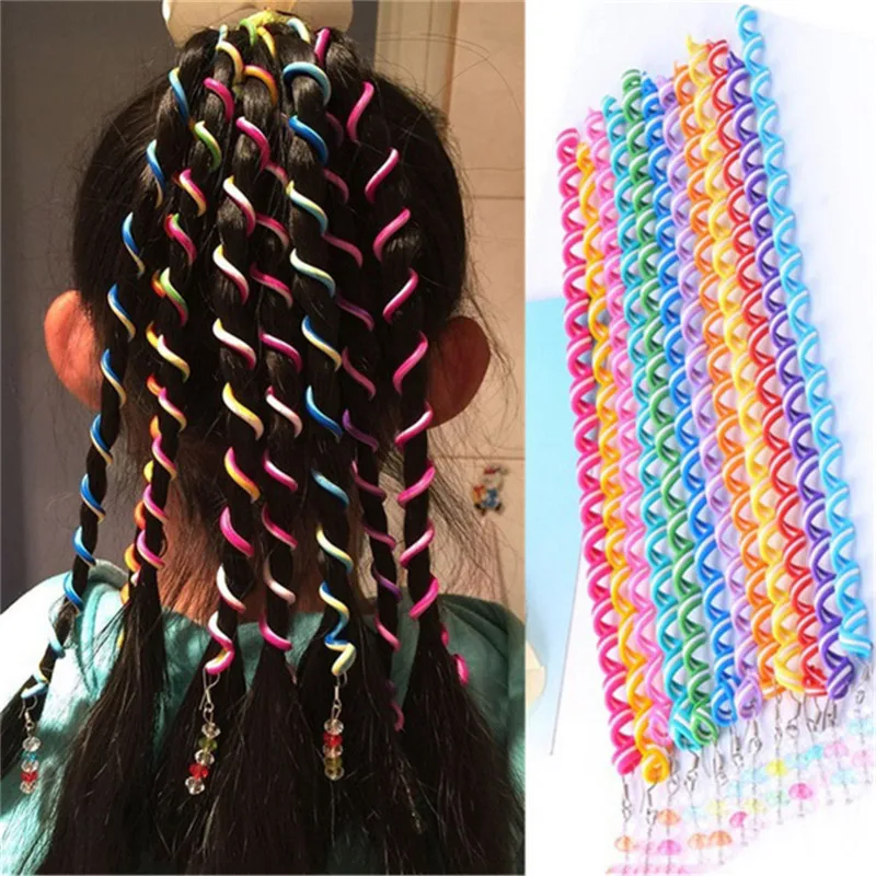 6pcs/lot Rainbow Color Cute Girls Hair Band Headband Crystal Long Elastic Bands Headwear Accessories Random | Детская одежда и