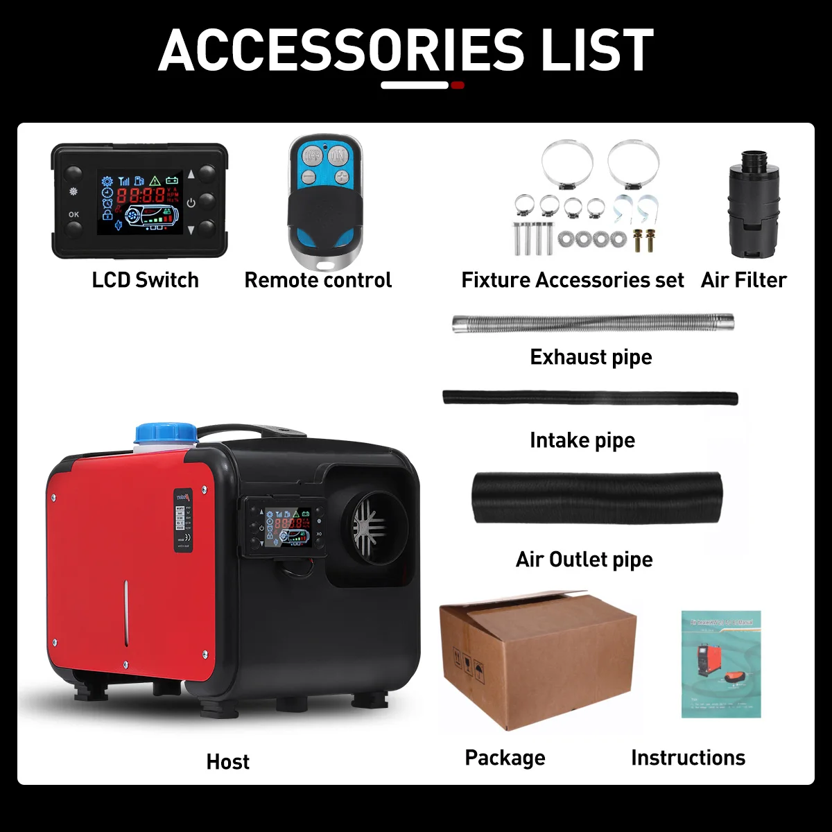 $51.60 Car Heater All In One 8KW Air diesels Heater 1KW-8KW 12V One Hole Car Heater for Webasto Trucks Motor+LCD Switch+Remote