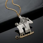 Ожерелья с персонализированным фото для женщин, кулон с мультяшным именем и кубинской цепочкой, Подарки Для Семьи, рождественские украшения