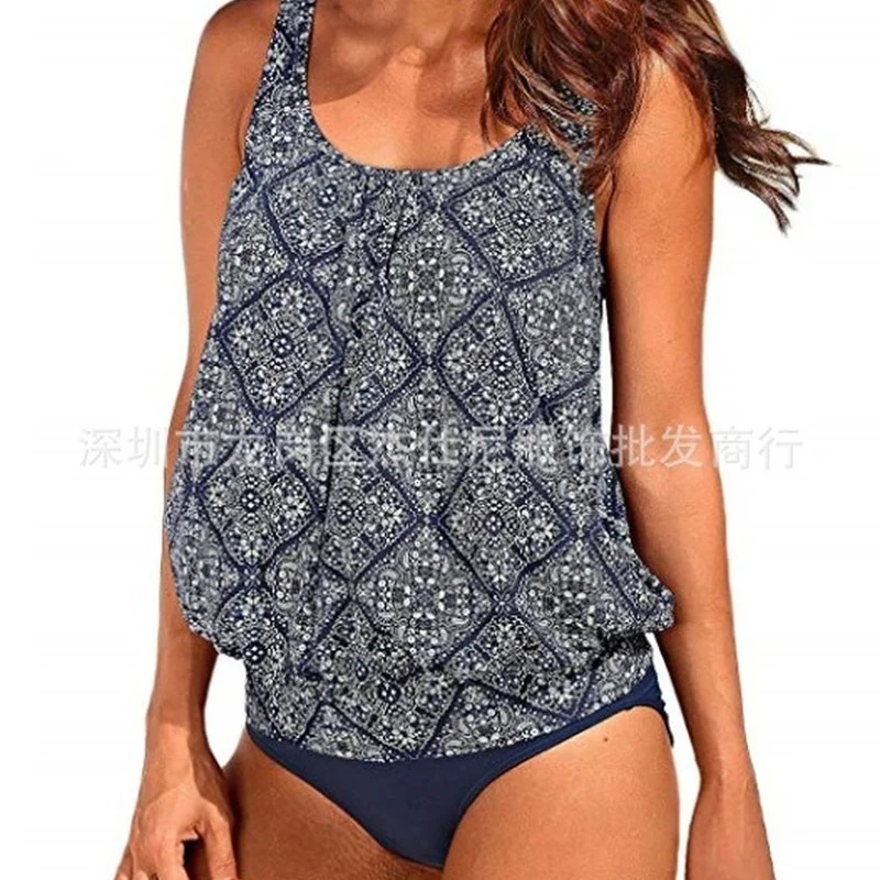 

2021 New Fashion Swimsuit Women's Printed Large Swimsuit Bikini Two Piece Set