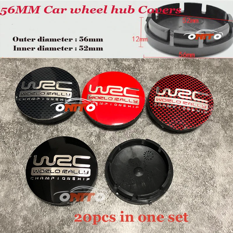 

20pcs 56mm Car Emblem badge Wheel hub Caps Car Stickers car-styling For WRC wrc logo badge label 56mm Auto wheel center covers