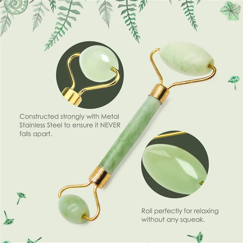 Двойной массажный ролик с двойной головкой Нефритовый для похудения лица