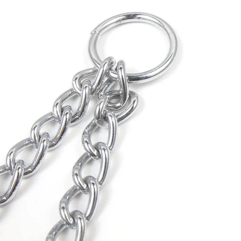 Металлическая Серебристая Двойная Цепочка для собак 40-70 см поводок двух крупных