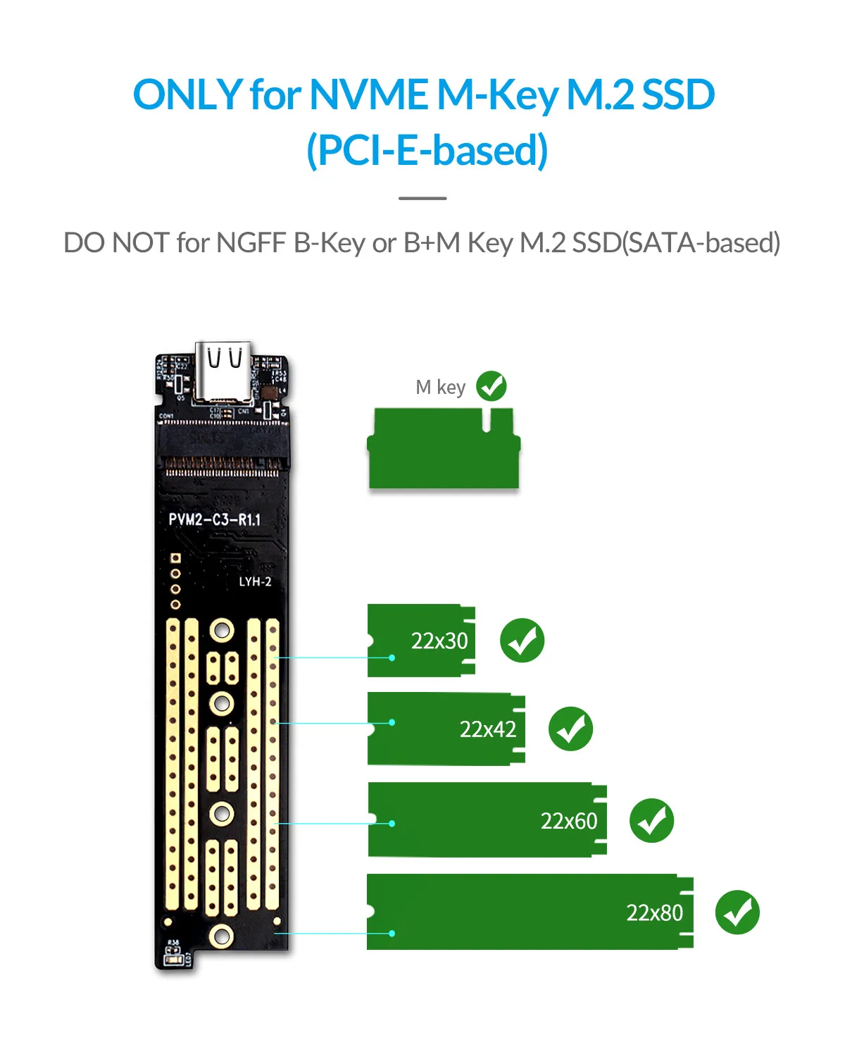 ORICO M2 SSD чехол NVME SSD корпус M.2 для usb type C прозрачный жесткий диск для NVME PCIE NGFF SATA M/B Ключ SSD диск