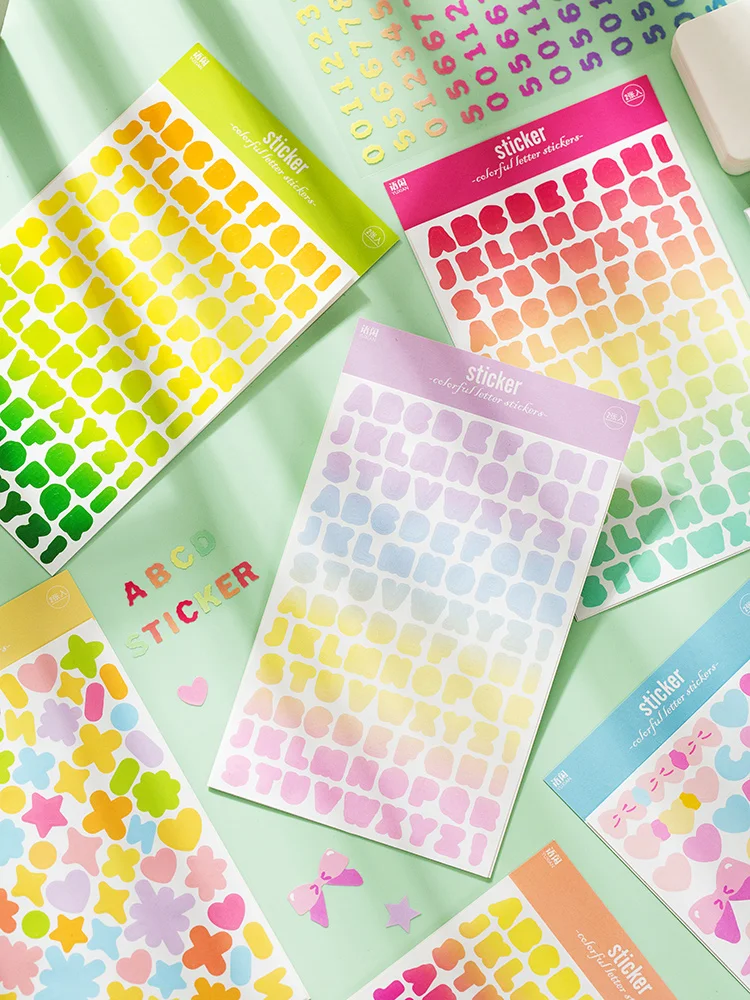 

Радуга Цвет с цифрами и буквами, наклейки для скрапбукинга "сделай сам" база коллаж мобильный дневник Happy Planner подарок декоративные наклейки