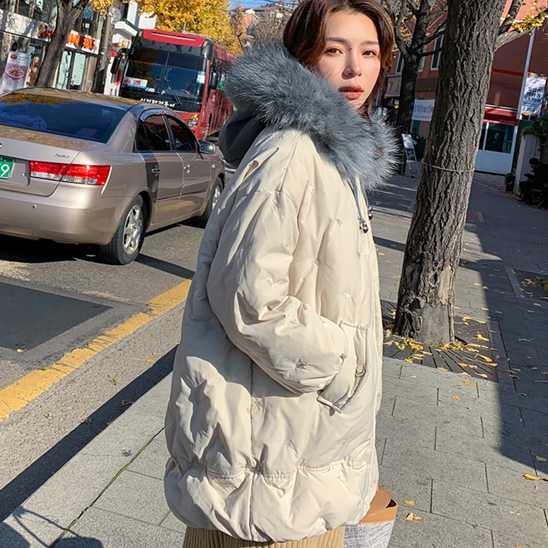 Женское пуховое пальто теплая Толстая парка с капюшоном из натурального меха