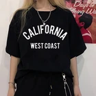 Модная женская футболка с надписью California west coast, повседневная забавная Футболка с принтом для девушек, хипстерские топы, Прямая поставка