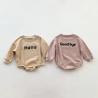 baby spring autumn clothing newborn infant girls hello letter round collar long sleeve bodysuit jumpsui toddler clothes 0 24m