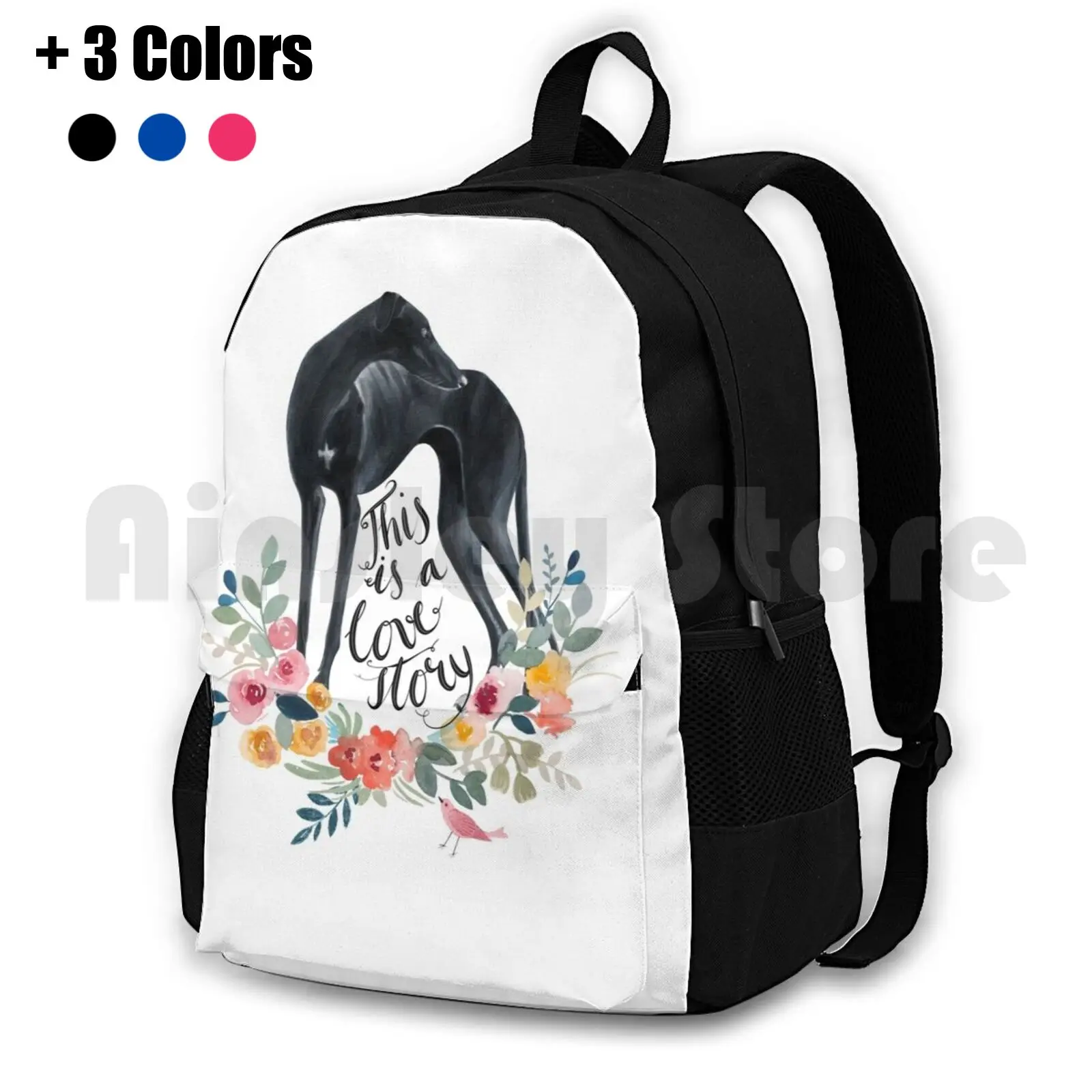 

Greyhound-This Is A Lovestory Outdoor Hiking Backpack Riding Climbing Sports Bag Greyhound Sighthound Whippet Galgo Galgo