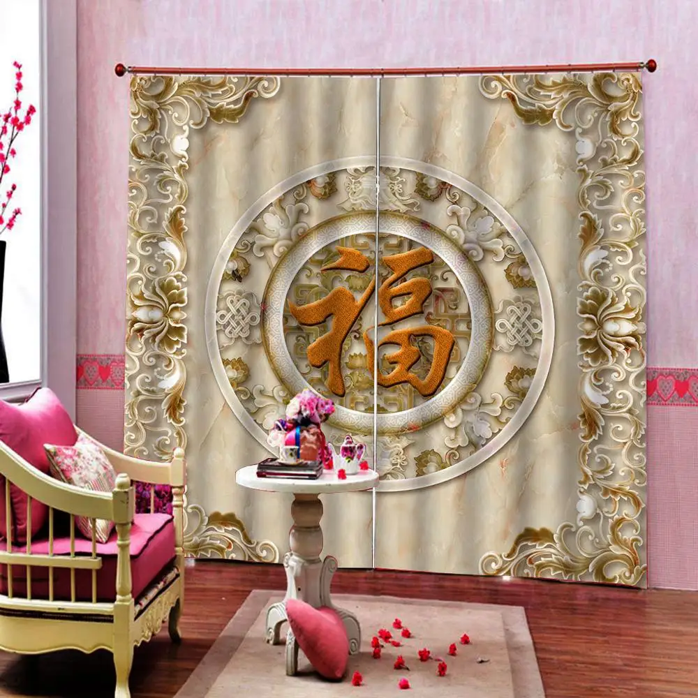 Европейские современные 3D затемняющие шторы с мраморным узором золотые