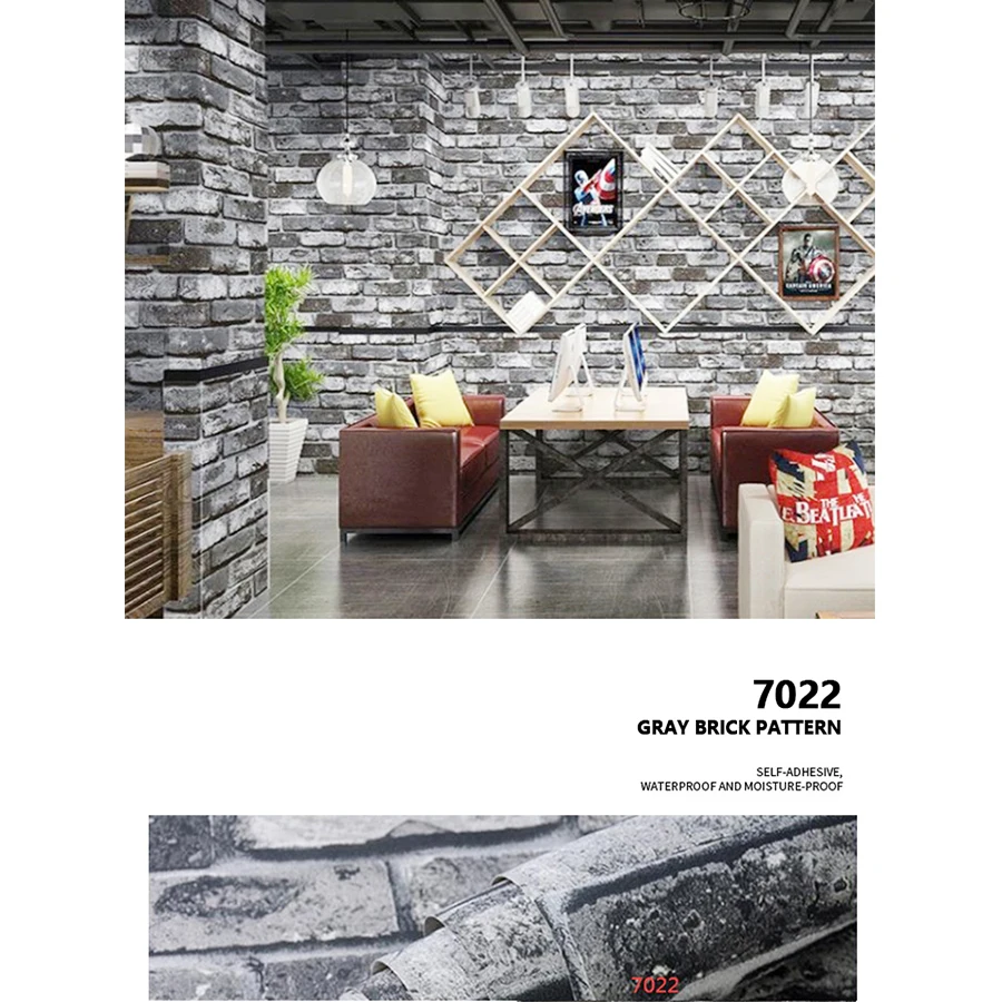 YUNPOINT самоклеящаяся наклейка с кирпичным рисунком на стену Водонепроницаемый 3D