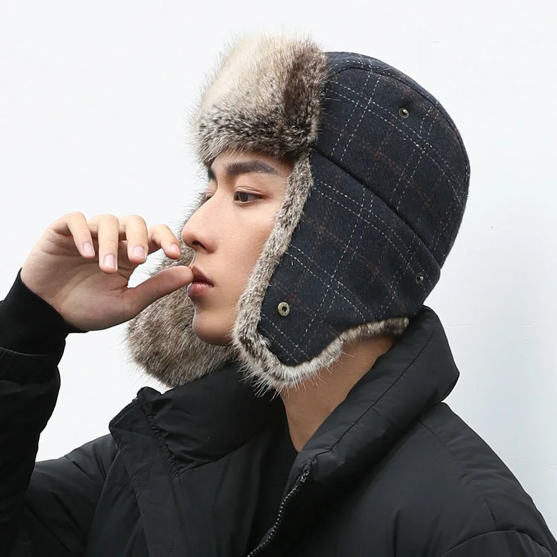 Зимние мужские пальто из искусственного меха шапка ушанка на открытом воздухе