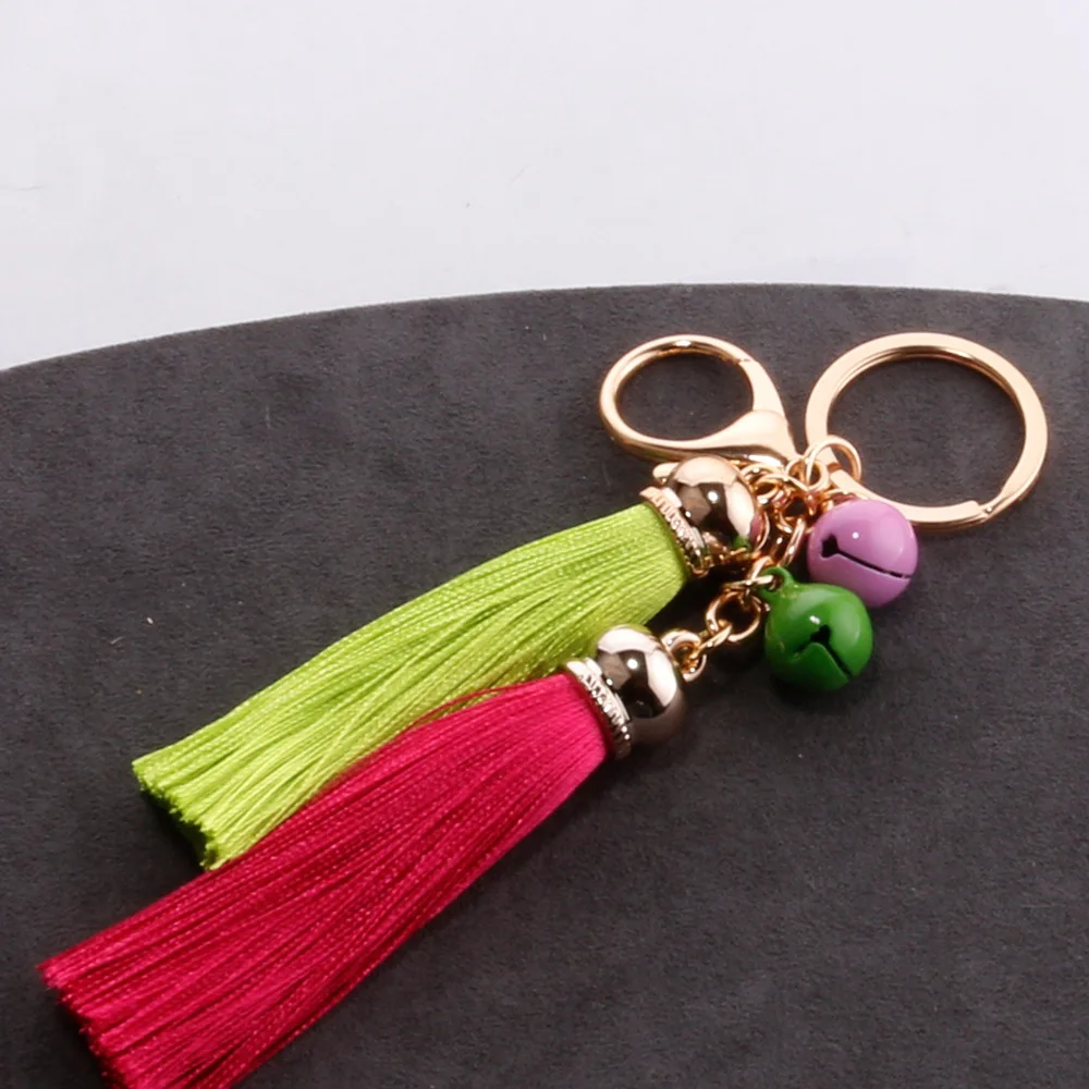 

1pc Double Tassels with Bells Keychain Pendants for Bags Clothes Cars Toys Gifts DIY Accessories