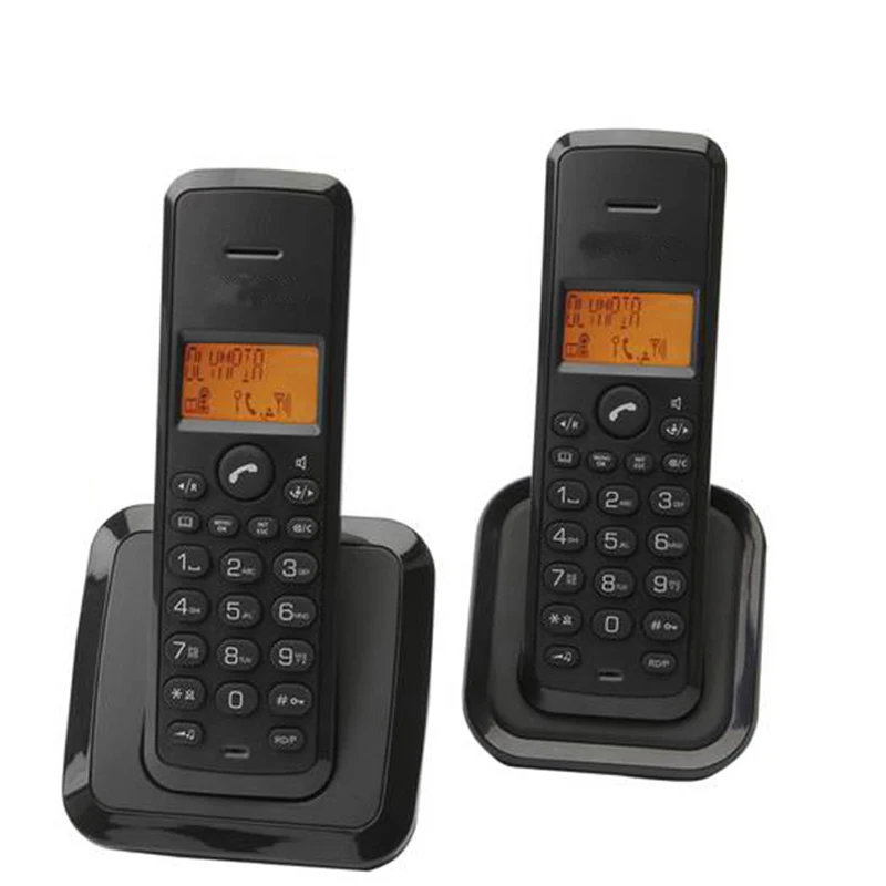 Two black handsets Цветной телефон с функцией ID ответа, цифровой беспроводной телефон для дома, офиса, бизнеса, беспроводной телефон Telefone Sem Fio - Цвет: Two black handsets
