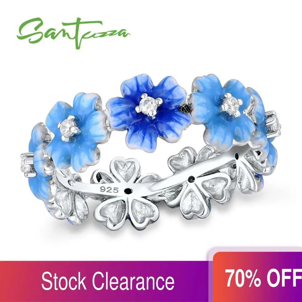 Женское серебряное кольцо SANTUZZA модное из стерлингового серебра 925 пробы с синими