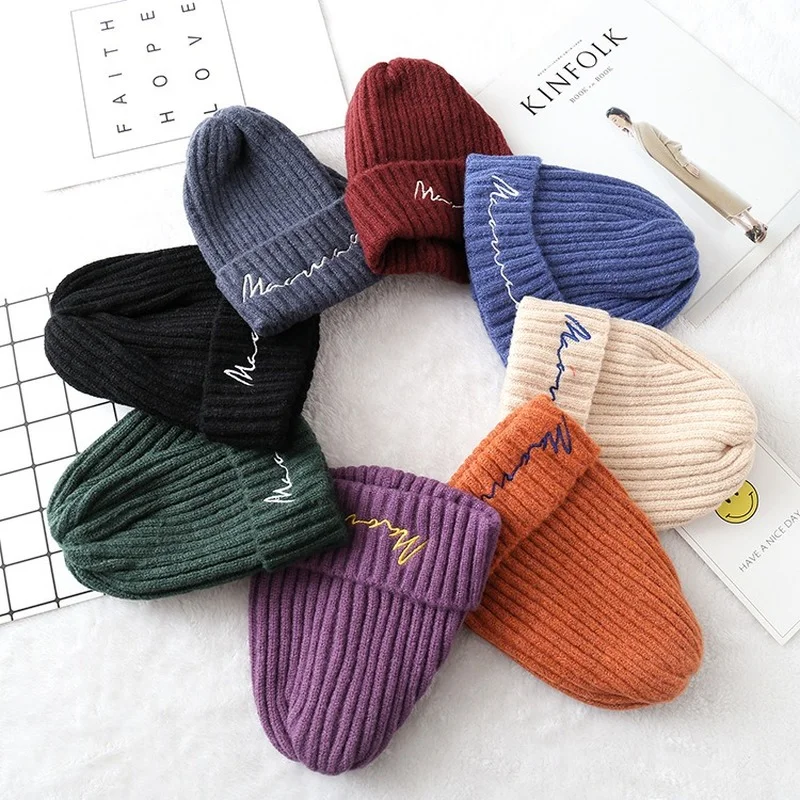 

Baby Winter Warm Hats Newborn Boy Girl Knitted Elastic Solid Bonnet Caps Household Children Learning Ornament