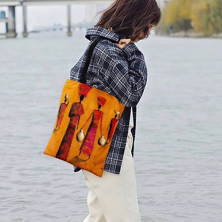 Женская наплечная сумка для покупок абстрактная африканская культура