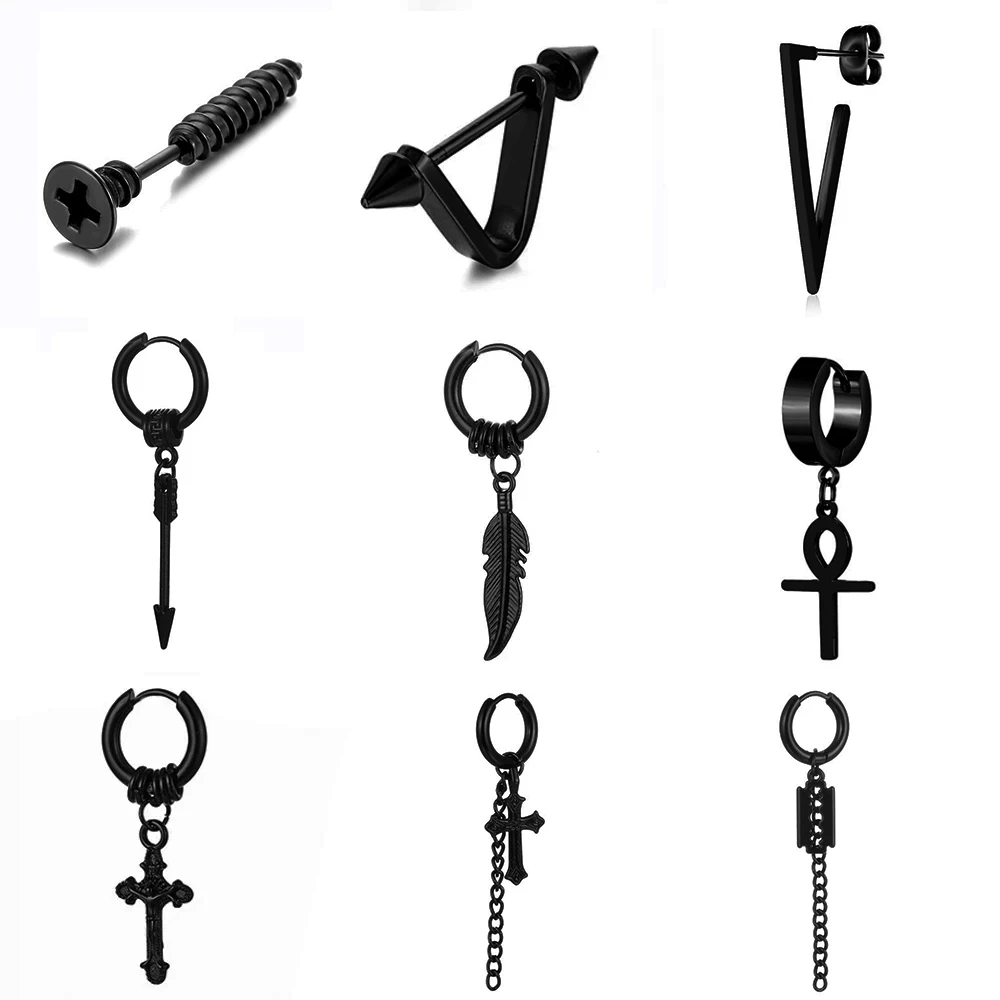 

YOUVI Men Earrings 2021 Trend Goth Earrings for Women Fake Piercing Jewelry Korean Fashion Stud Earrings Gothic Accessories