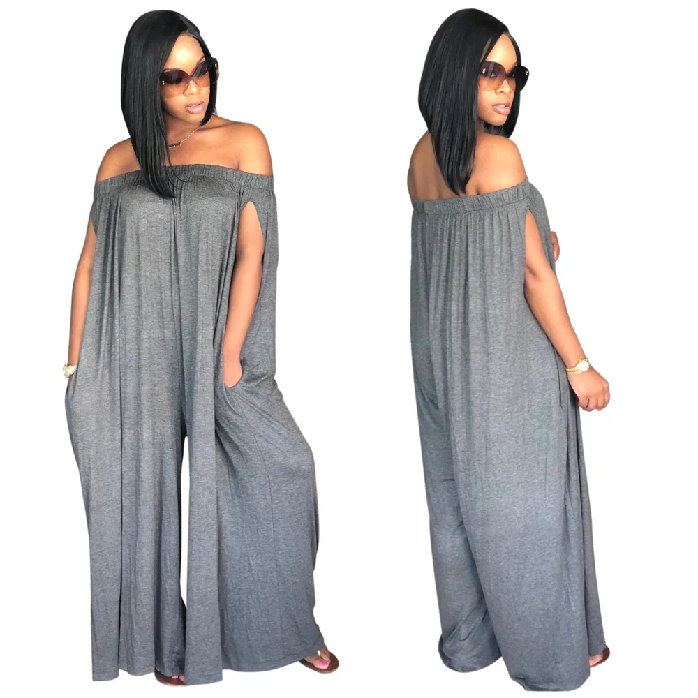Женский свободный комбинезон на одно плечо летний однотонный повседневный из