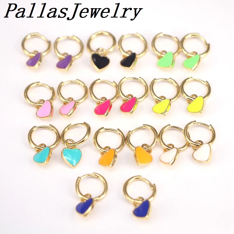 

6 пар, маленькие милые элегантные серьги в форме сердца, висячие серьги золотистого цвета, эмалированные ювелирные изделия, подарок