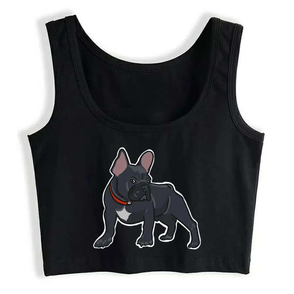 

Crop Top French Bulldog Black Sexy Inscriptions Custom Y2k Tops Womens Tops blusas mujer de moda 2021 verano Gym Tank Top Women