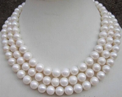 

8-9MM AAA NATURAL PERFECT ROUND SOUTH SEA WHITE PEARL NECKLACE 50" Factory Wholesale price Women Giftword Jewelry
