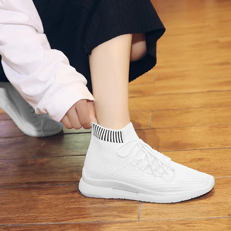 

Women's shoes, knitted socks, sports shoes, women's spring and summer high-top women's large size 36-40 light shoes, flat shoes