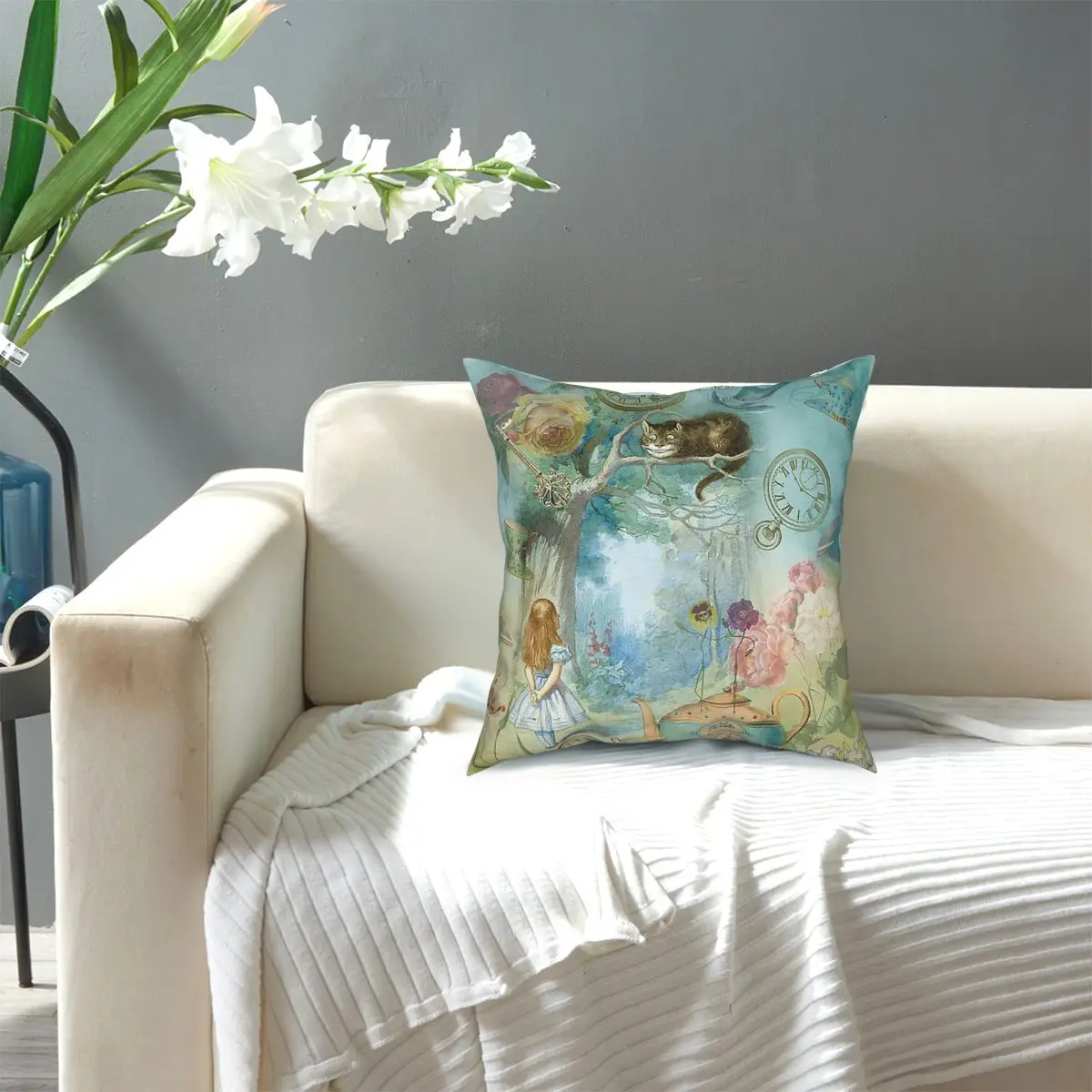 

Wonderland -Alice In Wonderland Square Pillow Case Polyester Decorative Pillow Custom Cushion Covers