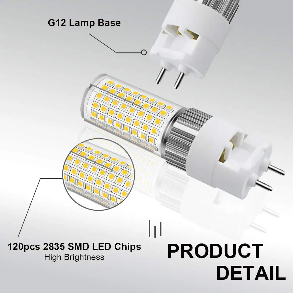 16 Вт G12 светодиодный светильник-кукуруза, светодиодный светильник G12 с би-контактным основанием, лампа-прожектор 150 Вт, Металлогалогенная ул... от AliExpress WW