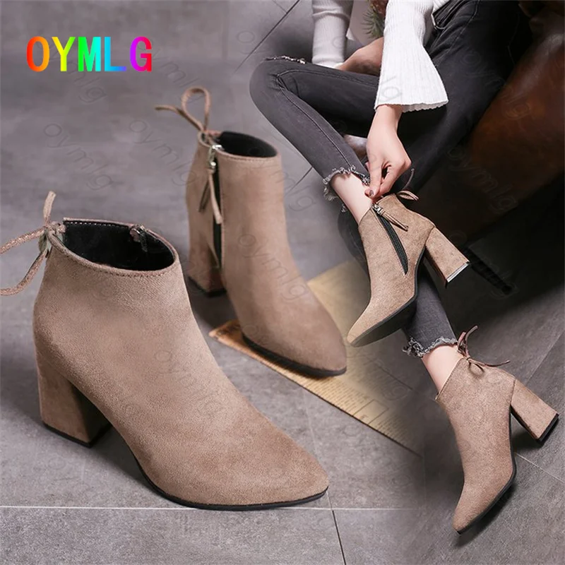 

2021 England all-match thick-heeled autumn and winter new skinny student waterproof boots children's high-heeled side zipper