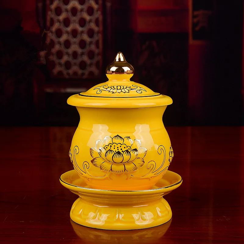 Предлагается 3 размера желтые керамические буддистские прозрачные зеркальные