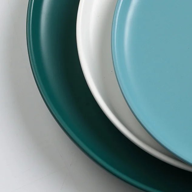 

Durable Ceramic Dinner Plates Flat Western Steak Art Round Dinner Plates Trinket Dish Platos De Cena Kitchen Supplies DE50PZ