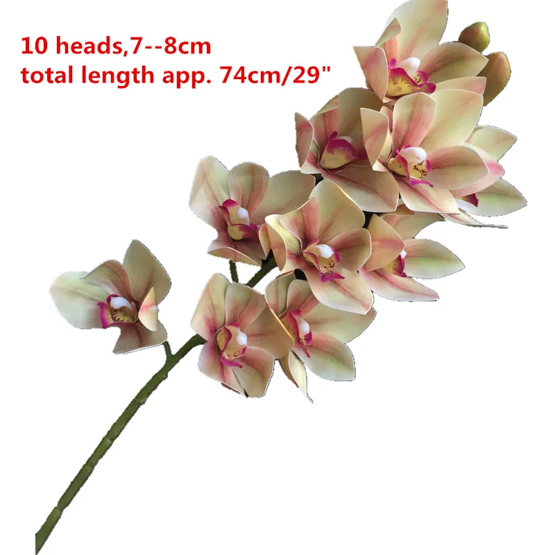 74cm pale pink One Real Touch орхидеи бабочка фаленопсис белый/розовый/желтый искусственный Голубь из латекса Cymbidium орхидеи Цветы для свадебного украшения - Цвет: 74cm pale pink
