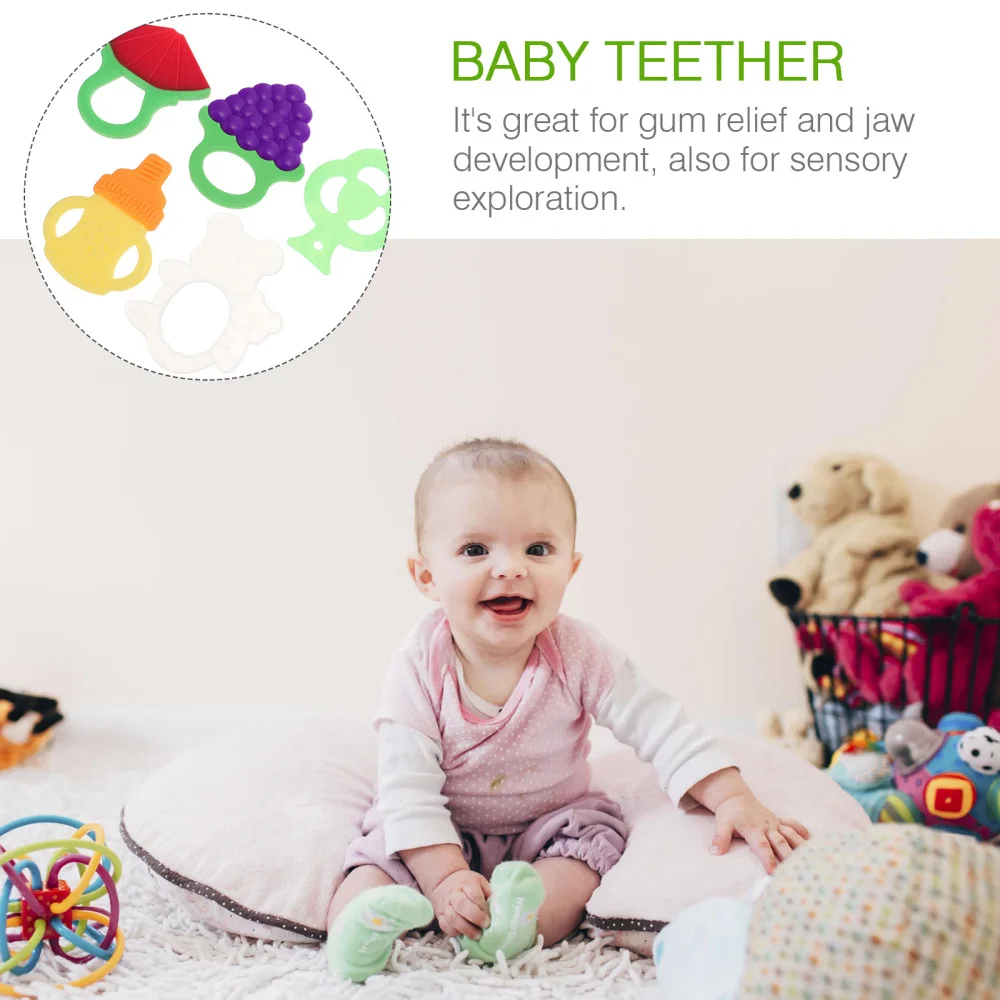 

5pcs Sensory Teething Silicone Baby Teether Birthday Baby Shower Gift