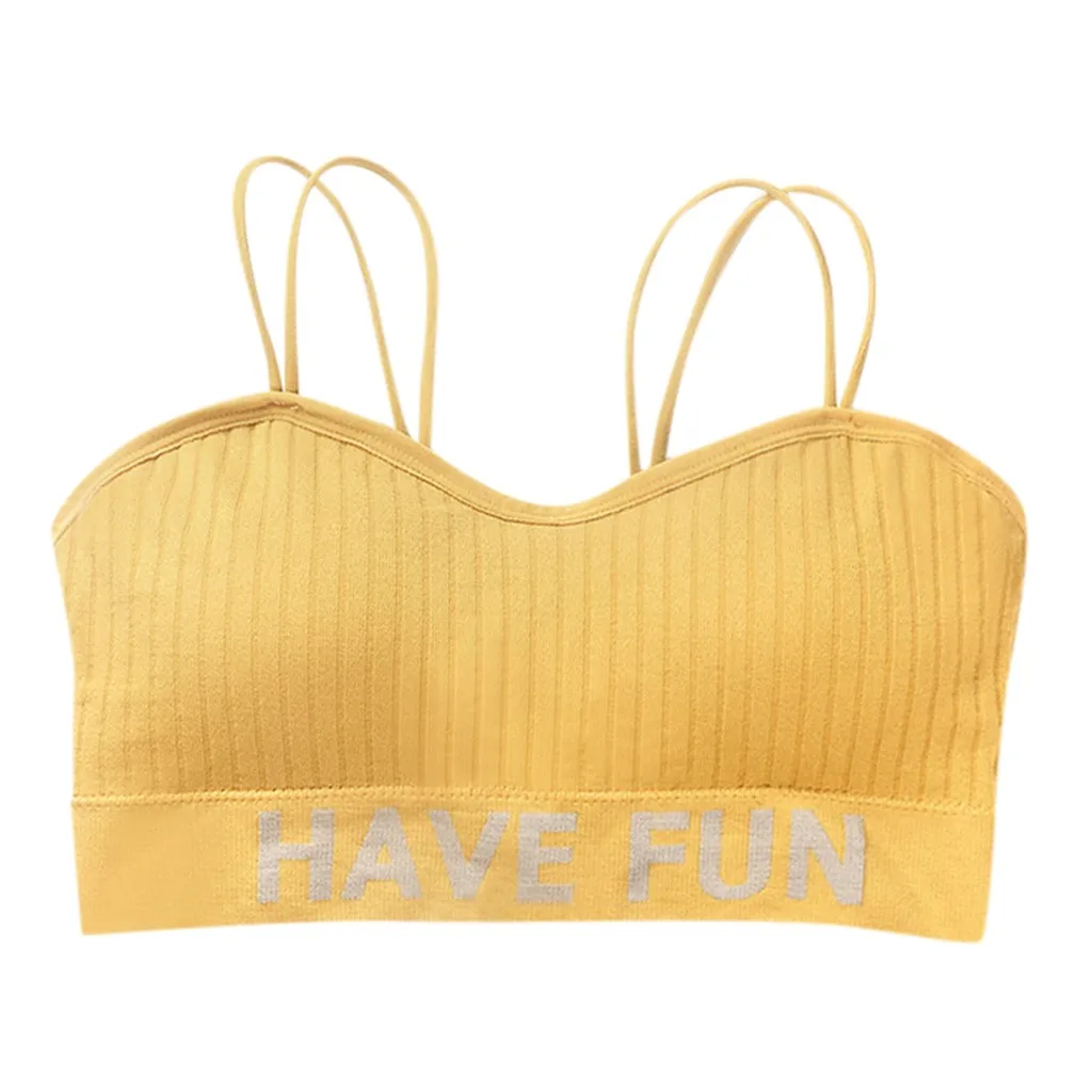 Женский бюстгальтер с буквенным принтом беспроводной пуш-ап на бретельках