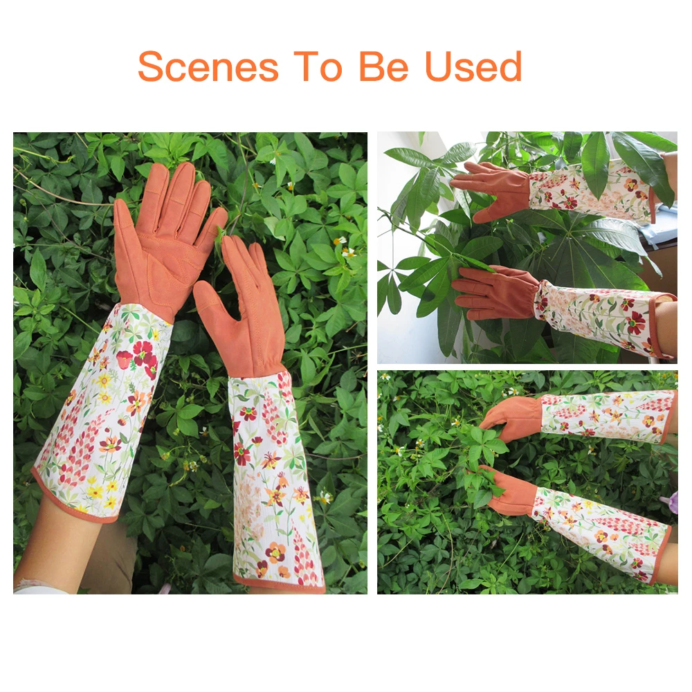 

Printed Gardening Gloves Long Sleeve Wrist Protective Garden Planting Pruning Spike-proof Non-slip Wearable Gloves Garden Tools