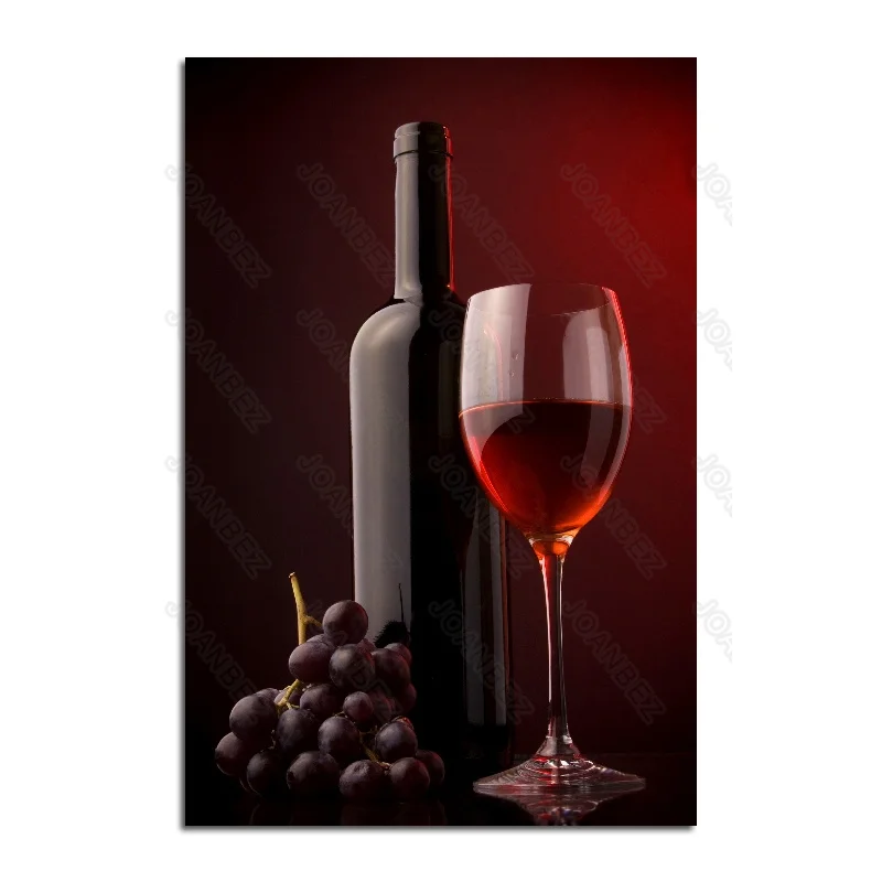

American Real Picture Red Wine and Purple Grape Combination Beautiful Poster Living Room Decoration Wall Wallpaper Furniture Art