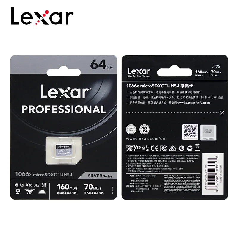 

Lexar Professional 1066x Memory Card 128GB 256GB Class 10 High Speed A2 V30 Micro SD Card 64GB U3 UHS-I TF Microsd Card